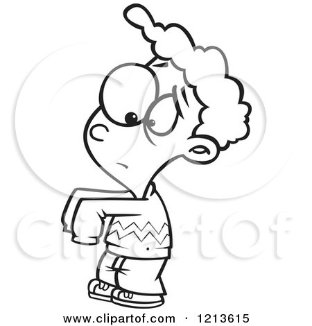 Cartoon Of A Black And White Boy Wearing An Oversized Sweater Royalty Free Vector Clipart By Toonaday