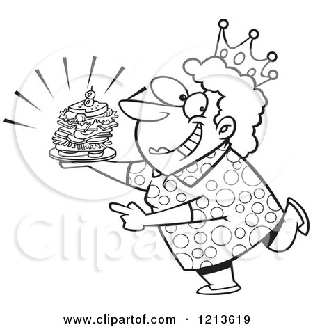 Cartoon of a Black and White Sandwich Queen Woman Wearing a Crown - Royalty Free Vector Clipart by toonaday
