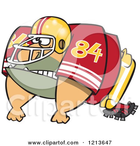Cartoon of a Huge American Football Lineman Player - Royalty Free Vector Clipart by toonaday