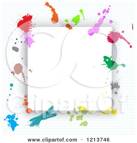Clipart of a Frame with Splattered Paint on Graph Paper - Royalty Free Vector Illustration by KJ Pargeter