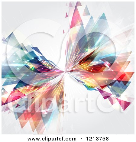 Clipart of a Colorful Abstract Burst on Gray - Royalty Free Vector Illustration by KJ Pargeter