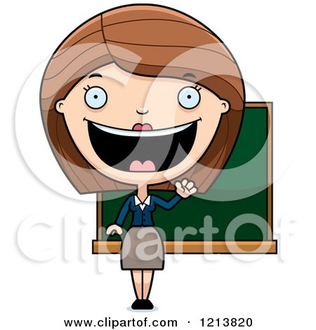 Cartoon of a Friendly Waving Female Teacher - Royalty Free Vector Clipart by Cory Thoman