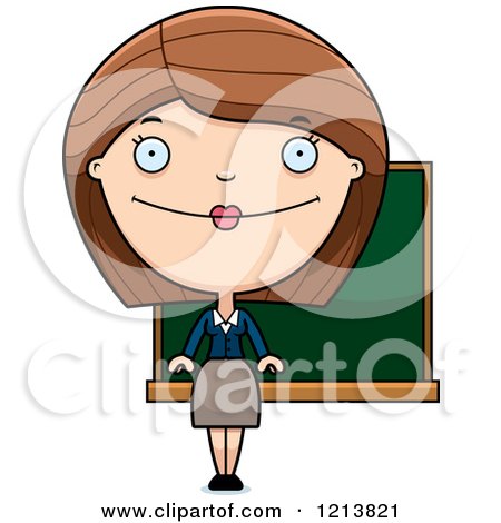 Cartoon of a Happy Female Teacher - Royalty Free Vector Clipart by Cory Thoman