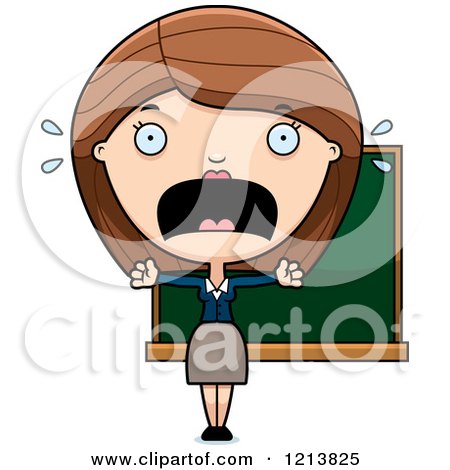 Cartoon of a Scared Female Teacher Screaming - Royalty Free Vector Clipart by Cory Thoman