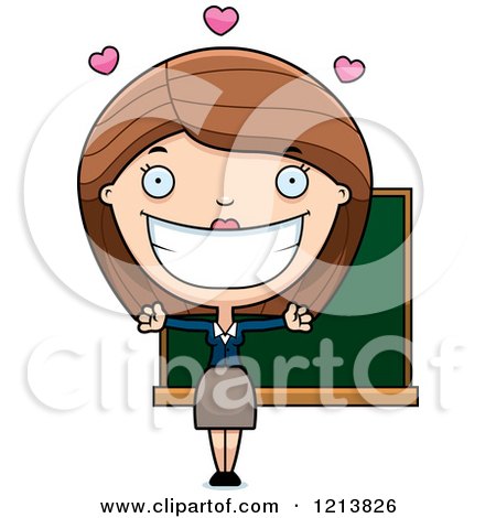 Cartoon of a Loving Female Teacher Wanting a Hug - Royalty Free Vector Clipart by Cory Thoman
