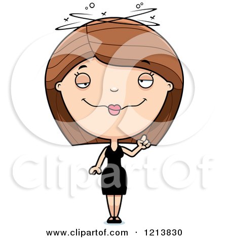 Cartoon of a Drunk Woman in a Black Dress - Royalty Free Vector Clipart by Cory Thoman