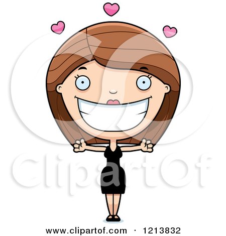 Cartoon of a Loving Woman in a Black Dress - Royalty Free Vector Clipart by Cory Thoman