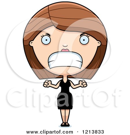 Cartoon of a Mad Woman in a Black Dress - Royalty Free Vector Clipart by Cory Thoman