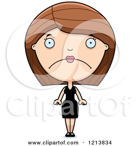 Cartoon of a Depressed Woman in a Black Dress - Royalty Free Vector Clipart by Cory Thoman
