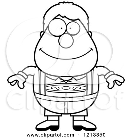 Cartoon of a Black and White Happy Oktoberfest German Boy - Royalty Free Vector Clipart by Cory Thoman