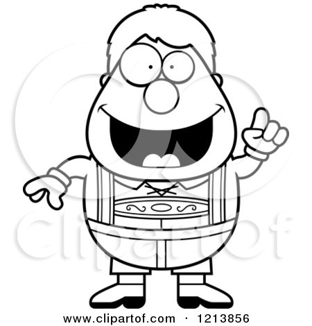 Cartoon of a Black and White Smart Oktoberfest German Boy with an Idea - Royalty Free Vector Clipart by Cory Thoman