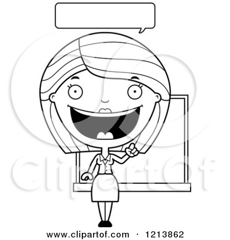 Cartoon of a Black And White Talking Female Teacher - Royalty Free Vector Clipart by Cory Thoman