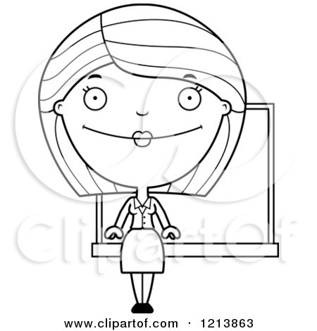Cartoon of a Black And White Happy Female Teacher - Royalty Free Vector Clipart by Cory Thoman