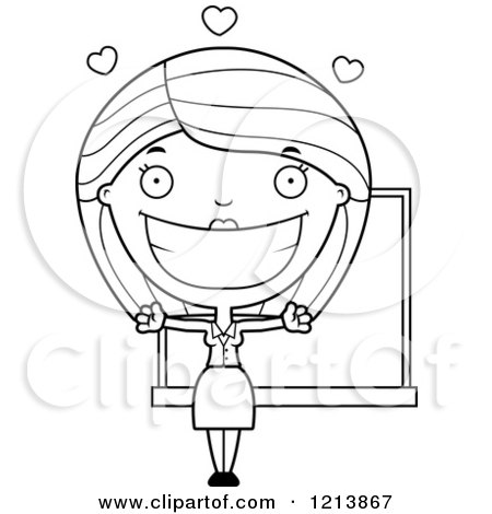 Cartoon of a Black And White Loving Female Teacher Wanting a Hug - Royalty Free Vector Clipart by Cory Thoman