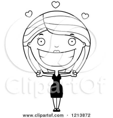 Cartoon of a Black and White Loving Woman in a Black Dress - Royalty Free Vector Clipart by Cory Thoman