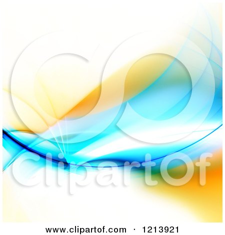 Clipart of a Blue and Orange Glowing Fractal Swoosh - Royalty Free CGI Illustration by Arena Creative
