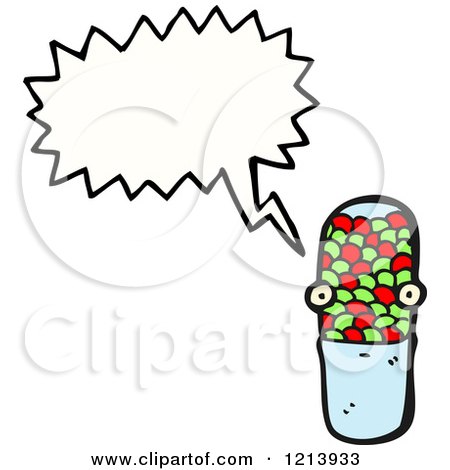 Cartoon of a Pill Capsule Speaking - Royalty Free Vector Illustration by lineartestpilot