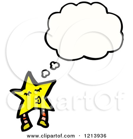 Cartoon of a Golden Star Thinking - Royalty Free Vector Illustration by lineartestpilot