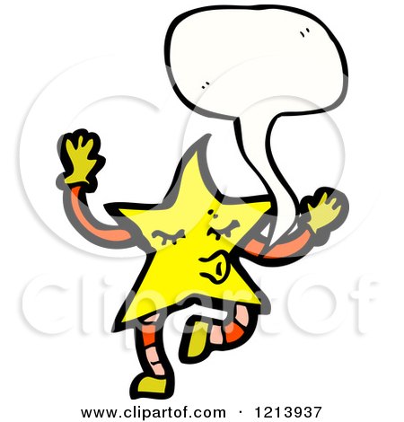 Cartoon of a Golden Star Speaking - Royalty Free Vector Illustration by lineartestpilot