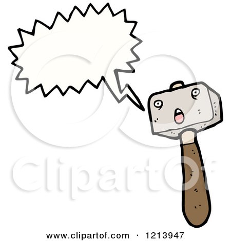 Cartoon of a Sledge Hammer Speaking - Royalty Free Vector Illustration by lineartestpilot