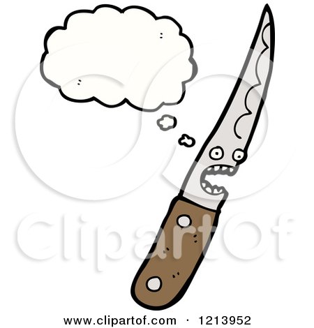 Cartoon of a Thinking Knife - Royalty Free Vector Illustration by lineartestpilot