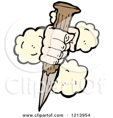 Cartoon of a Hand Holding a Knife - Royalty Free Vector Illustration by lineartestpilot