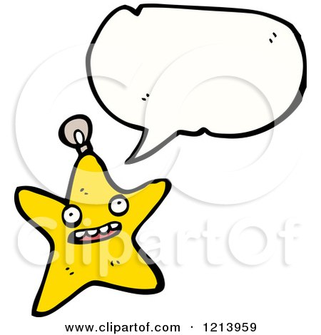 Cartoon of a Golden Star Ornament Speaking, - Royalty Free Vector Illustration by lineartestpilot