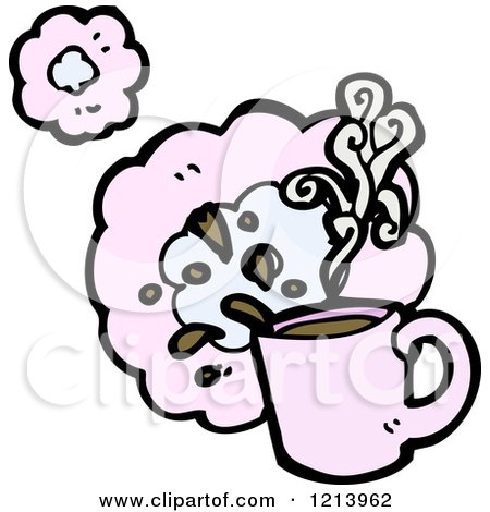 Cartoon of a Hot Cup of Coffee - Royalty Free Vector Illustration by lineartestpilot
