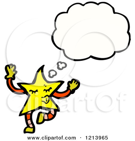 Cartoon of a Golden Star Thinking - Royalty Free Vector Illustration by lineartestpilot