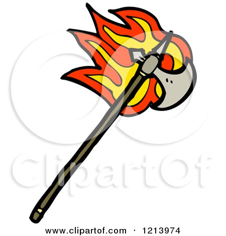 Cartoon of a Flaming Ax - Royalty Free Vector Illustration by lineartestpilot