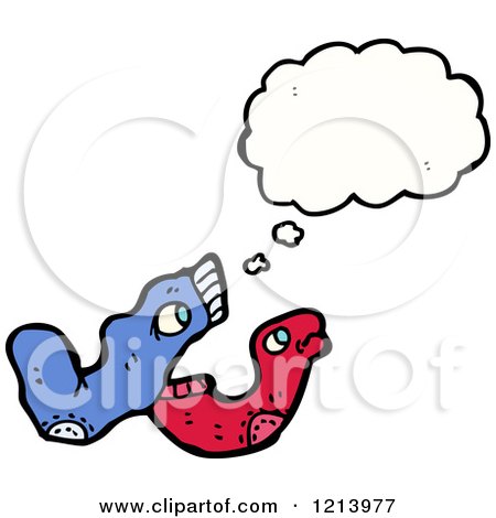Cartoon of Thinking Sock Puppets, - Royalty Free Vector Illustration by lineartestpilot