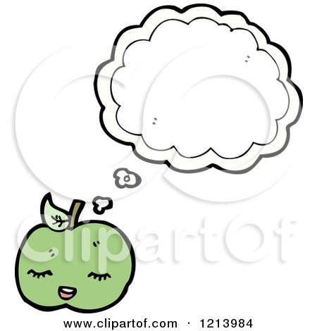 Cartoon of a Thinking Apple - Royalty Free Vector Illustration by lineartestpilot