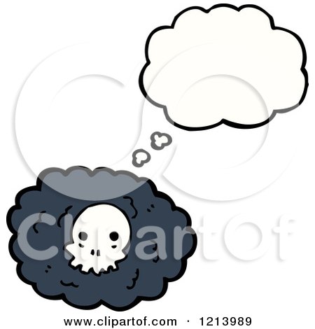 Cartoon of a Skull Cloud Thinking - Royalty Free Vector Illustration by lineartestpilot