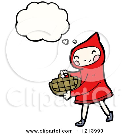 Cartoon of Little Red Riding Hood Thinking - Royalty Free Vector Illustration by lineartestpilot