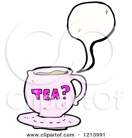Cartoon of a Speaking Teacup - Royalty Free Vector Illustration by lineartestpilot