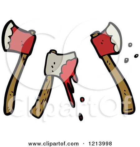 Cartoon of Bloody Hatchets - Royalty Free Vector Illustration by lineartestpilot