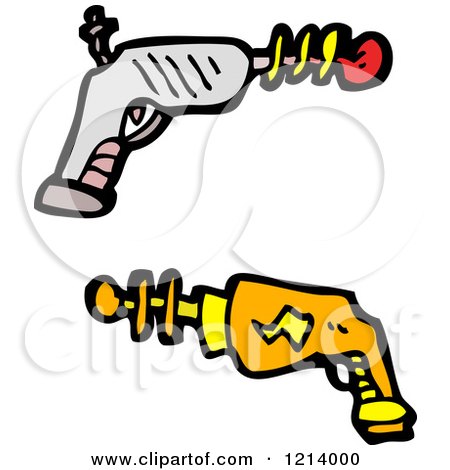 Cartoon of Space Ray Guns - Royalty Free Vector Illustration by lineartestpilot