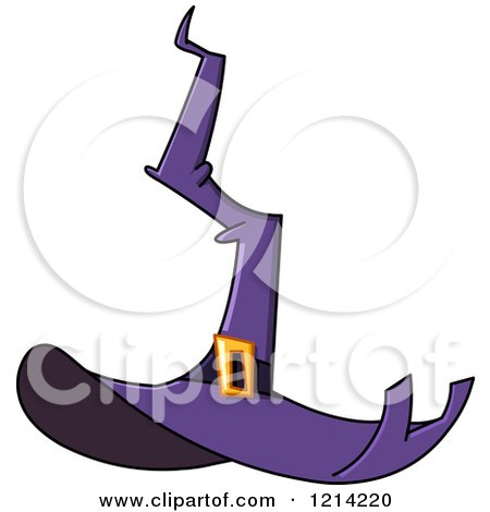 Clipart of a Tall Crooked Purple Witch Hat - Royalty Free Vector Illustration by yayayoyo