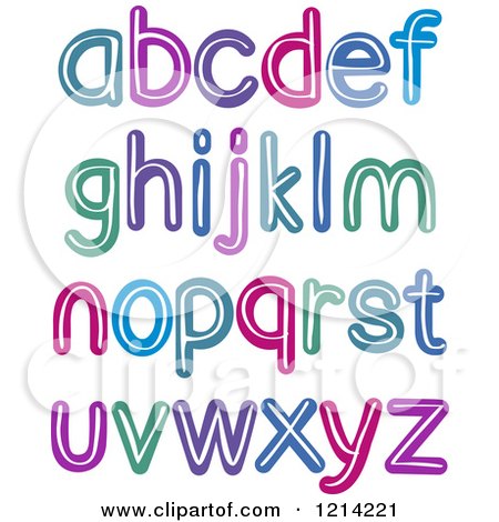 Clipart of Colorful Brush Stroked Lowercase Alphabet Letters - Royalty Free Vector Illustration by yayayoyo