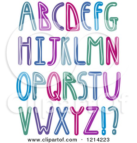 Clipart of Colorful Brush Stroked Capital Alphabet Letters - Royalty Free Vector Illustration by yayayoyo