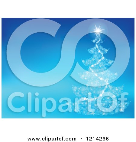 Clipart of a Magical Christmas Tree over Blue with Text Space - Royalty Free Vector Illustration by visekart