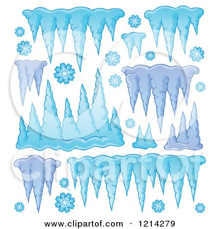 Clipart of Winter Icicles and Snowflakes - Royalty Free Vector Illustration by visekart