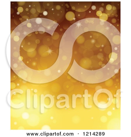 Clipart of a Background of Golden Sparkles and Flares - Royalty Free Vector Illustration by visekart