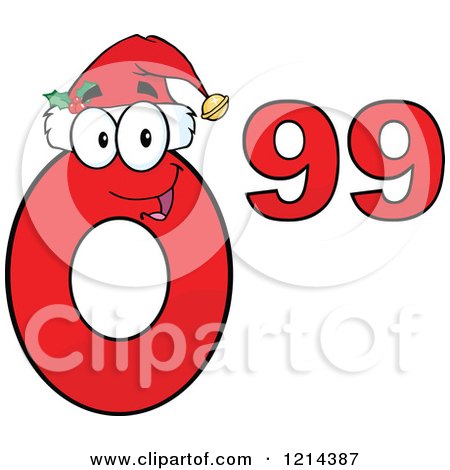 Cartoon of a Red Christmas Ninety Nine Cent Mascot - Royalty Free Vector Clipart by Hit Toon