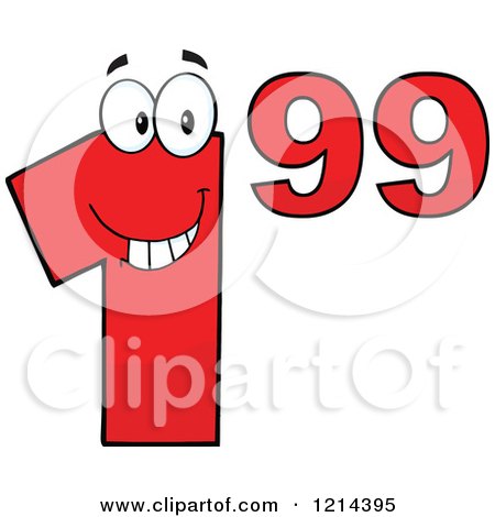 Cartoon of a Red Dollar Ninety Nine Cent Mascot - Royalty Free Vector Clipart by Hit Toon