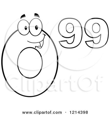 Cartoon of an Outlined Ninety Nine Cent Mascot - Royalty Free Vector Clipart by Hit Toon