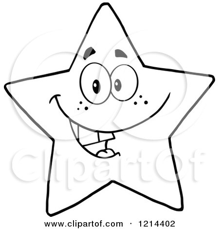 Cartoon of a Happy Outlined Star Mascot - Royalty Free Vector Clipart by Hit Toon