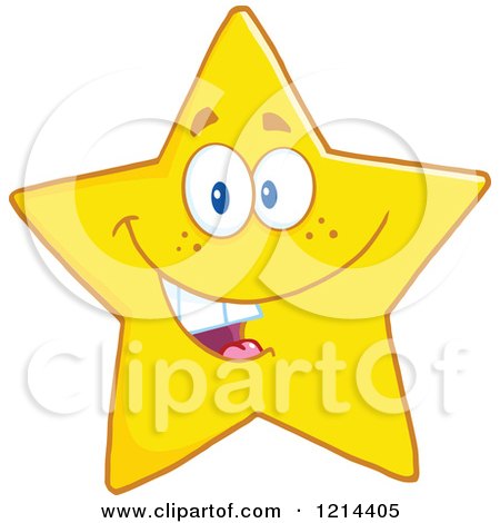 Cartoon of a Happy Yellow Star Mascot - Royalty Free Vector Clipart by Hit Toon