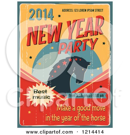 Clipart of a Vintage Distressed New Year 2014 Party Design - Royalty Free Vector Illustration by Eugene