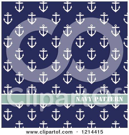 Clipart of a Navy Pattern of Anchors on Blue - Royalty Free Vector Illustration by Eugene